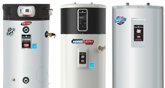 Models of traditional water heaters we carry.